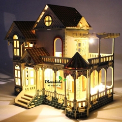 Đồ chơi lắp ráp gỗ 3D Mô hình biệt thự Villa Xia Weiyi - Tặng kèm đèn LED USB trang trí Không Nội thất