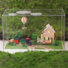 Mô hình nhà DIY Doll House Sweet World Tour Kèm Mica chống bụi, Bộ dụng cụ và Keo dán