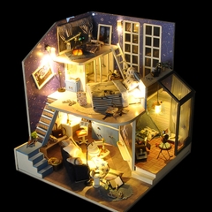 Mô hình nhà DIY Doll House Romantic Little Nightlight Kèm Mica Chống bụi, Bộ dụng cụ và Keo dán