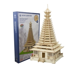Đồ chơi lắp ráp gỗ 3D Mô hình Sanjang Drum Tower XF-G023 - Tặng kèm đèn LED USB trang trí