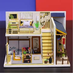 Mô hình nhà DIY Doll House Recording Happiness Kèm Mica chống bụi, Bộ dụng cụ và Keo dán