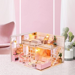Mô hình nhà DIY Doll House Girlish Dream Kèm Mica Chống bụi, Bộ dụng cụ và Keo dán