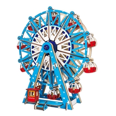 Đồ chơi lắp ráp gỗ 3D Mô hình Vòng Đu Quay Ferris Wheel Laser - Tặng kèm đèn LED USB trang trí