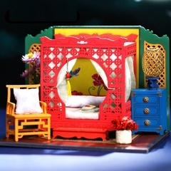 Mô hình nhà DIY Doll House Ancient House Kèm Đèn LED, Bộ dụng cụ và Keo dán