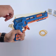 Đồ chơi lắp ghép gỗ 3D Mô hình Chuyển động Súng Bắn thun Rubber Band