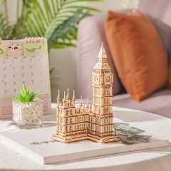 Đồ chơi lắp ráp gỗ 3D Mô hình Tháp đồng hồ Robotime Big Ben Tower TG507 Kèm đèn LED