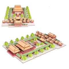 Đồ chơi lắp ghép gỗ 3D Mô hình Đền thờ Khổng Tử Confucian Temple HF09 Laser