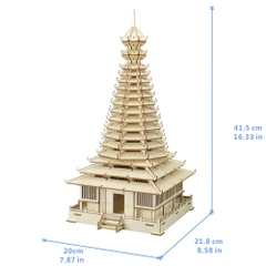 Đồ chơi lắp ráp gỗ 3D Mô hình Sanjang Drum Tower XF-G023 - Tặng kèm đèn LED USB trang trí