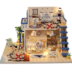Mô hình nhà DIY Doll House Blue Coast Kèm Mica chống bụi, Bộ dụng cụ và Keo dán