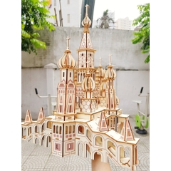 Đồ chơi lắp ráp gỗ 3D Mô hình Lâu Đài Saint Basil's Cathedral XE-G013H Laser