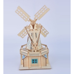 Đồ chơi lắp ráp gỗ 3D Mô hình Cối Xay Gió Dutch Windmill Laser