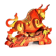 Đồ chơi lắp ghép gỗ 3D Mô hình Trâu Vàng Chứng khoán Bullish HG-J036 Laser