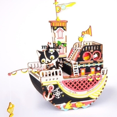 [BẢN XUẤT KHẨU TIẾNG ANH] Mô hình Hộp nhạc Con mèo Vui Vẻ - Fishing Kitty Music Box Robotime