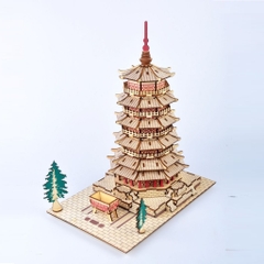 Đồ chơi lắp ghép gỗ 3D Mô hình Chùa Thích Ca Pagoda of Fogong Temple XF-G030H