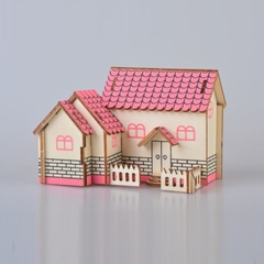 Đồ chơi lắp ráp gỗ 3D Mô hình Nhà gỗ Purple House Laser