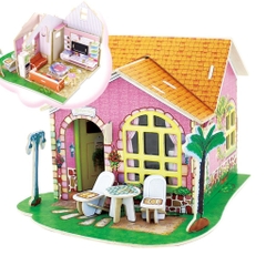 Đồ chơi lắp ráp gỗ 3D Mô hình Dollhouse Dream Villa-Living Room DV182 - Tặng kèm đèn LED trang trí
