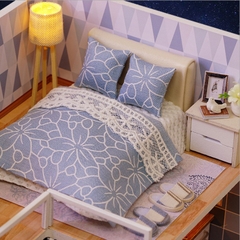 Mô hình nhà DIY Doll House Blue Time Kèm Mica Chống bụi, Bộ dụng cụ và Keo dán