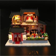 Mô hình nhà DIY Doll House Auspicious Sign Loft Kèm Mica Chống bụi, Bộ dụng cụ và Keo dán