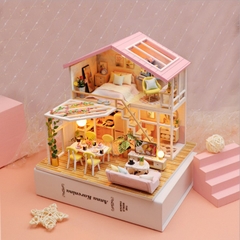 Mô hình nhà DIY Doll House Sweet Time Kèm Mica Chống bụi, Bộ dụng cụ và Keo dán