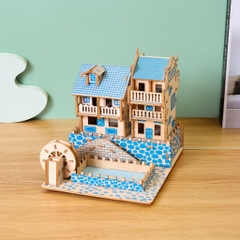 Đồ chơi lắp ráp gỗ 3D Mô hình Phượng hoàng Cổ Trấn Màu Xanh