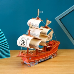 Đồ chơi lắp ghép gỗ 3D Mô hình Thuyền buồm Big Song Merchant Ship HG-A027 Laser