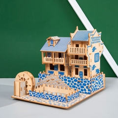 Đồ chơi lắp ráp gỗ 3D Mô hình Phượng hoàng Cổ Trấn Màu Xanh