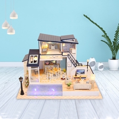 Mô hình nhà DIY Doll House Mermaid Tribe Kèm Mica Chống bụi, Bộ dụng cụ, Keo dán và Bộ phát nhạc