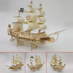 Đồ chơi lắp ráp gỗ 3D Mô hình Tàu Cướp Biển Pirate Ship