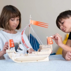 Đồ chơi lắp ráp gỗ 3D Mô hình Thuyền buồm Santa Maria Spanish Gallen