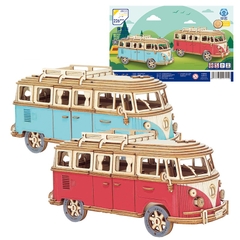 Đồ chơi lắp ghép gỗ 3D Mô hình Xe Cắm trại Camper Van DG-Q701 Màu Đỏ