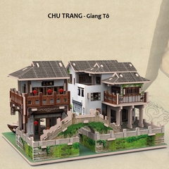 Đồ chơi lắp ghép gỗ 3D Mô hình trung Hoa Cổ Trấn Laser - Tặng kèm đèn LED