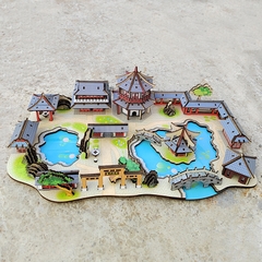 Đồ chơi lắp ghép gỗ 3D Mô hình Garden of Suzhou Nhà vườn Tô châu HZ01 Laser - Tặng kèm đèn LED