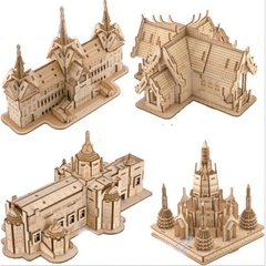 Đồ chơi lắp ráp gỗ 3D Mô hình Cung điện Thái Lan Thailand Style - Tặng kèm Đèn LED trang trí