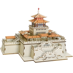 Đồ chơi lắp ghép gỗ 3D Mô hình Jiefang Pavilion DG-F606 Laser - Tặng kèm đèn LED
