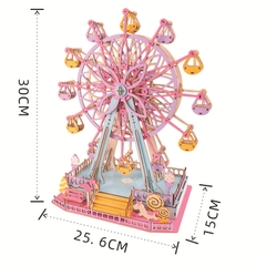 Đồ chơi lắp ghép gỗ 3D Mô hình Vòng đu quay Ước mơ Dream Ferris Wheel HK04 Laser - Tặng kèm đèn LED