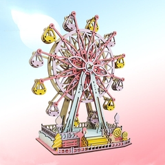 Đồ chơi lắp ghép gỗ 3D Mô hình Vòng đu quay Ước mơ Dream Ferris Wheel HK04 Laser - Tặng kèm đèn LED