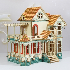 Đồ chơi lắp ráp gỗ 3D Mô hình biệt thự Villa Xia Weiyi - Tặng kèm đèn LED USB trang trí Không Nội thất