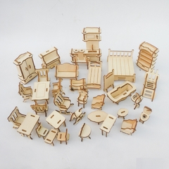 Đồ chơi lắp ráp gỗ 3D Mô hình biệt thự Villa Xia Weiyi - Tặng kèm đèn LED USB trang trí Không Nội thất