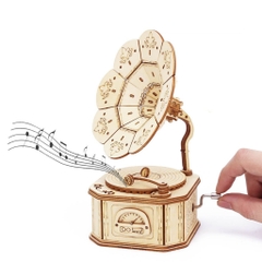 Đồ chơi lắp ghép gỗ 3D Mô hình Máy nghe nhạc Music box Phonograph