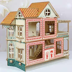 Đồ chơi lắp ráp gỗ 3D Mô hình biệt thự Villa Xia Weiyi - Tặng kèm đèn LED USB trang trí Không Nội thất