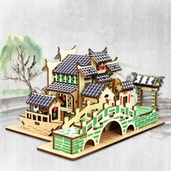 Đồ chơi lắp ghép gỗ 3D Mô hình Thị trấn nước Giang Nam