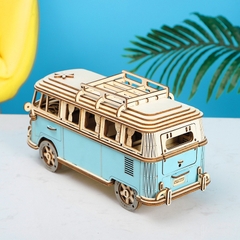 Đồ chơi lắp ghép gỗ 3D Mô hình Xe Cắm trại Camper Van DG-Q701 Màu Đỏ