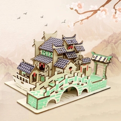 Đồ chơi lắp ghép gỗ 3D Mô hình Thị trấn nước Giang Nam