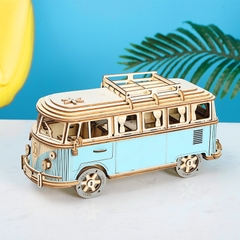 Đồ chơi lắp ghép gỗ 3D Mô hình Xe Cắm trại Camper Van DG-Q701 Màu Đỏ