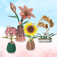 Đồ chơi lắp ghép gỗ 3D Mô hình Hoa Trang trí Decorative Flowers Laser