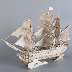 Đồ chơi lắp ghép gỗ 3D Mô hình Thuyền Buồm Sailing Boat HA08 Laser - Tặng kèm Đèn LED
