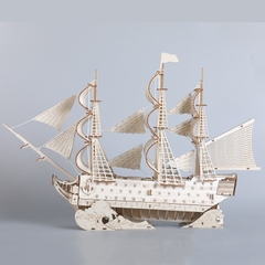 Đồ chơi lắp ghép gỗ 3D Mô hình Thuyền Buồm Sailing Boat HA08 Laser - Tặng kèm Đèn LED