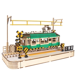 Đồ chơi lắp ghép gỗ 3D Mô hình Xe Điện StreetCar HB12 Laser