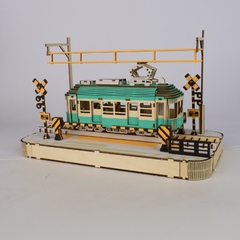 Đồ chơi lắp ghép gỗ 3D Mô hình Xe Điện StreetCar HB12 Laser