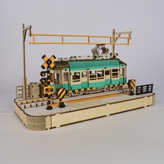 Đồ chơi lắp ghép gỗ 3D Mô hình Xe Điện StreetCar HB12 Laser